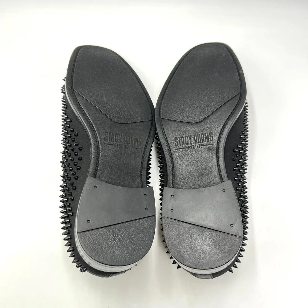 Stacy Adams Mens Size‎ 7.5 7.5M Sabre Black Spiked Studded Slip On Loafers Shoes